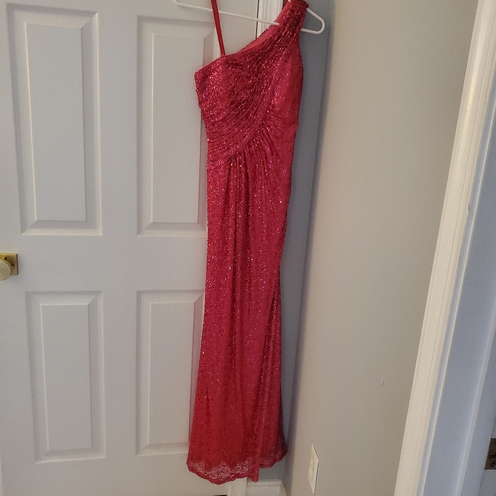 Pink Sequin Prom Formal Gown Dress XS 0